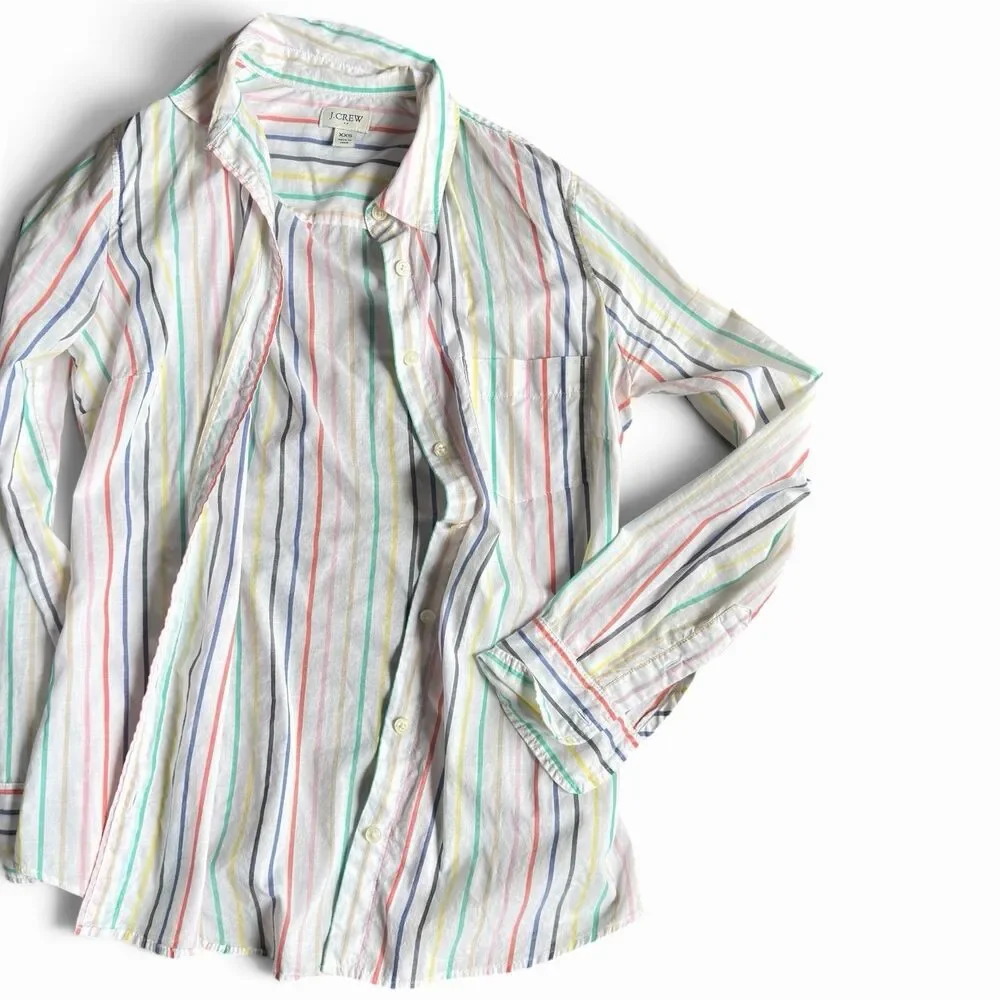 J.CREW Pastel Striped Plaid Long Sleeve Button Up XXS